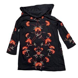 Biya Johnny Was Embroidered Hooded Sweater Cardigan Black Flaw